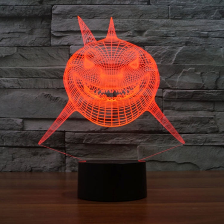 Positive Face Shark Style 3D Touch Switch Control LED Light , 7 Color Discoloration Creative Visual Stereo Lamp Desk Lamp Night Light - free shipping - PMC TechLife - Order now!