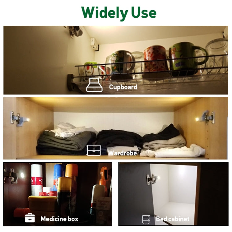 10 PCS 0.3W Universal Inner Hinge LED Sensor lamp Cupboard 3 LEDs Night light Auto ON/OFF Bulb(White Light) - Sensor LED Lights by PMC TechLife | Online Shopping South Africa | PMC TechLife | Buy Now Pay Later Mobicred