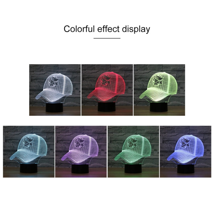 Baseball Cap Shape 3D Colorful LED Vision Light Table Lamp, USB Touch Version - Novelty Lighting by PMC TechLife | Online Shopping South Africa | PMC TechLife | Buy Now Pay Later Mobicred
