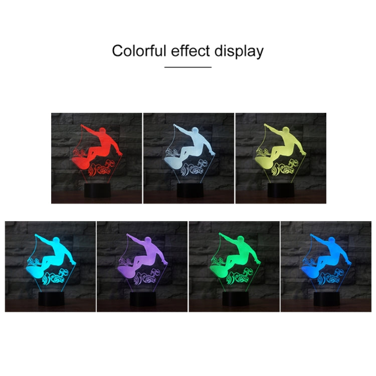 Surf Riding Shape 3D Colorful LED Vision Light Table Lamp, 16 Colors Remote Control Version - Novelty Lighting by PMC TechLife | Online Shopping South Africa | PMC TechLife | Buy Now Pay Later Mobicred