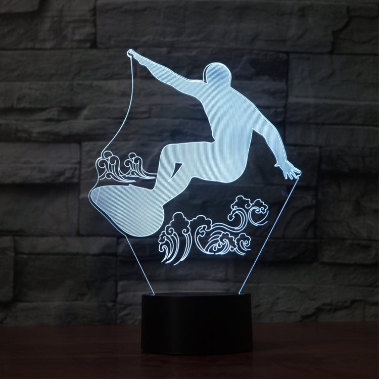 Surf Riding Shape 3D Colorful LED Vision Light Table Lamp, USB & Battery Version - Novelty Lighting by PMC TechLife | Online Shopping South Africa | PMC TechLife | Buy Now Pay Later Mobicred