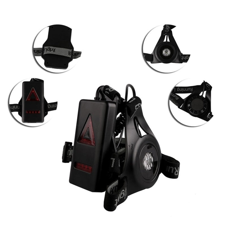 White Light Torch Outdoor Sport Running Light, LED Night Running Flashlight Warning Lights USB Charge Chest Lamp(Black) - LED Flashlight by PMc TechLife | Online Shopping South Africa | PMc TechLife | Buy Now Pay Later Mobicred