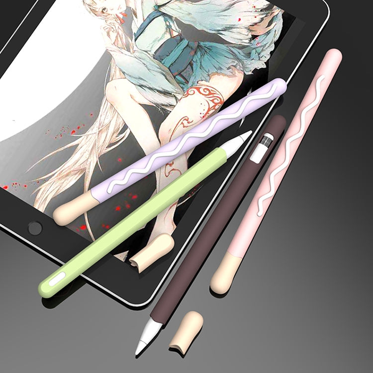 LOVE MEI For Apple Pencil 2 Stripe Design Stylus Pen Silicone Protective Case Cover (Green) - Pencil Accessories by LOVE MEI | Online Shopping South Africa | PMC TechLife | Buy Now Pay Later Mobicred