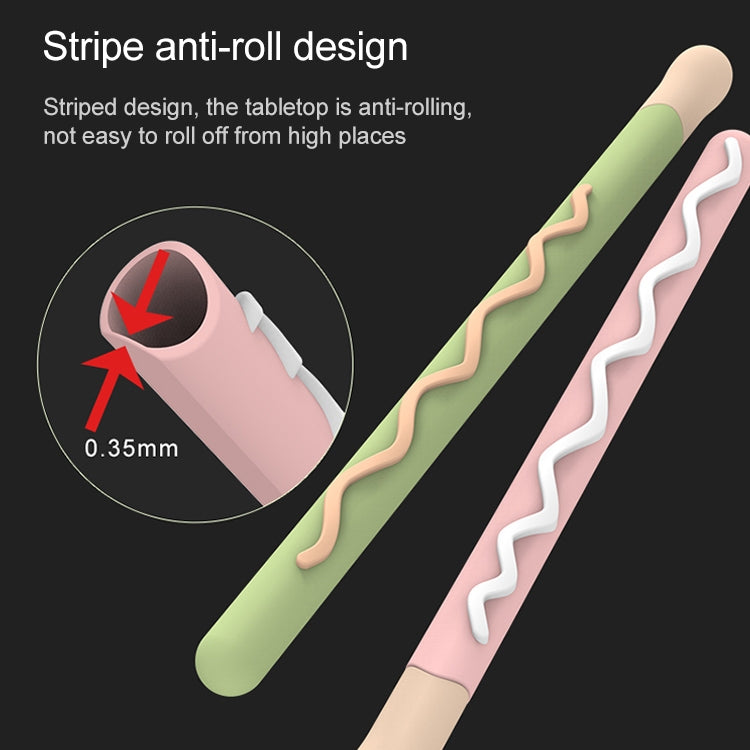 LOVE MEI For Apple Pencil 1 Stripe Design Stylus Pen Silicone Protective Case Cover(Green) - Pencil Accessories by LOVE MEI | Online Shopping South Africa | PMC TechLife | Buy Now Pay Later Mobicred