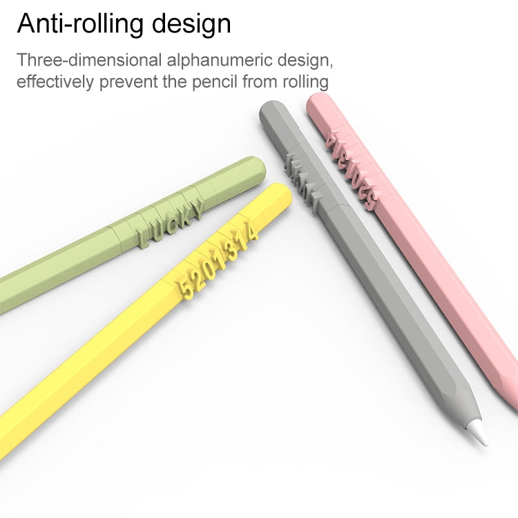 LOVE MEI For Apple Pencil 1 Number Letter Design Stylus Pen Silicone Protective Case Cover(Yellow) - Pencil Accessories by LOVE MEI | Online Shopping South Africa | PMC TechLife