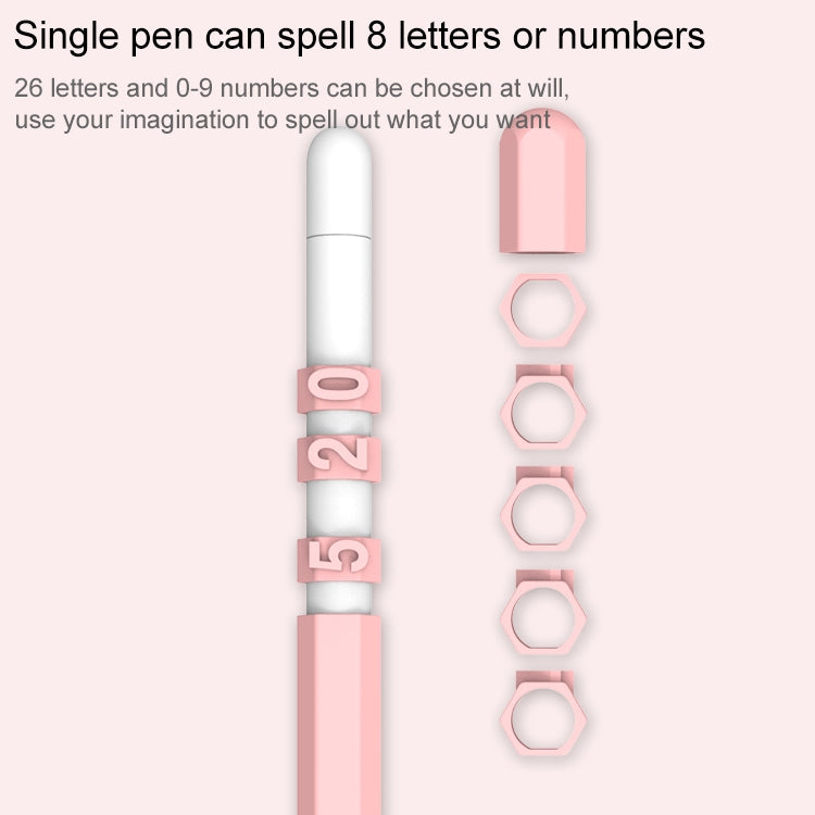 LOVE MEI For Apple Pencil 1 Number Letter Design Stylus Pen Silicone Protective Case Cover(Yellow) - Pencil Accessories by LOVE MEI | Online Shopping South Africa | PMC TechLife