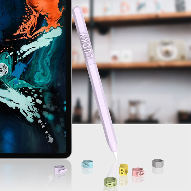 LOVE MEI For Apple Pencil 2 Number Letter Design Stylus Pen Silicone Protective Case Cover (Grey) - Pencil Accessories by LOVE MEI | Online Shopping South Africa | PMC TechLife | Buy Now Pay Later Mobicred