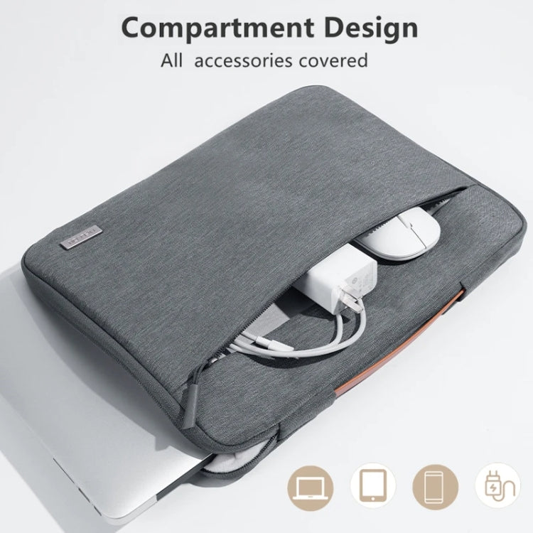 For 14 inch Laptop Zipper Waterproof  Handheld Sleeve Bag (Grey) - 13.3 inch by PMC TechLife | Online Shopping South Africa | PMC TechLife | Buy Now Pay Later Mobicred