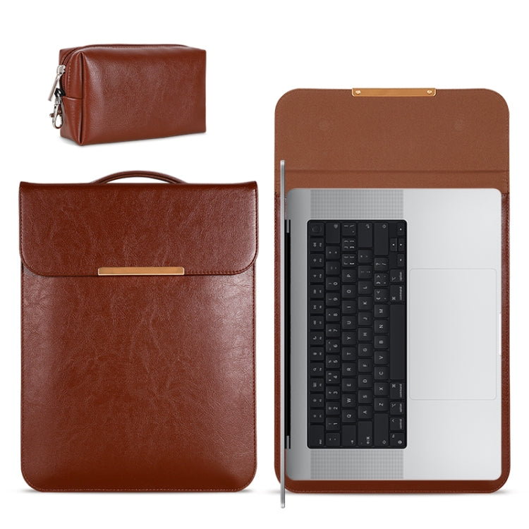 13.3 inch Laptop 2 in 1 PU Leather Sleeve Liner Bag with Mouse Storage Bag(Black) - 13.3 inch by PMC TechLife | Online Shopping South Africa | PMC TechLife | Buy Now Pay Later Mobicred