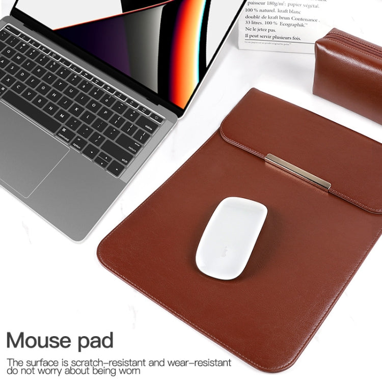 13.3 inch Laptop 2 in 1 PU Leather Sleeve Liner Bag with Mouse Storage Bag(Black) - 13.3 inch by PMC TechLife | Online Shopping South Africa | PMC TechLife | Buy Now Pay Later Mobicred
