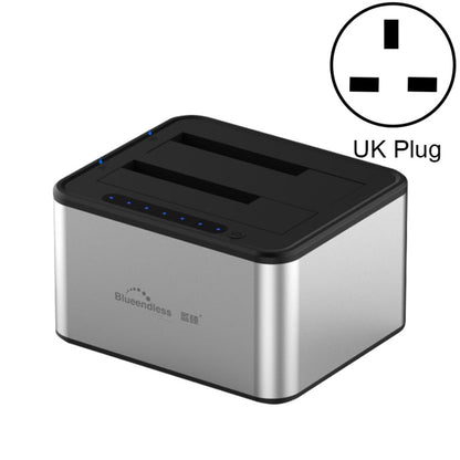 Blueendless 2.5 / 3.5 inch SATA USB 3.0 2 Bay Offline Copy Hard Drive Dock (UK Plug) - HDD Enclosure by Blueendless | Online Shopping South Africa | PMC Jewellery | Buy Now Pay Later Mobicred