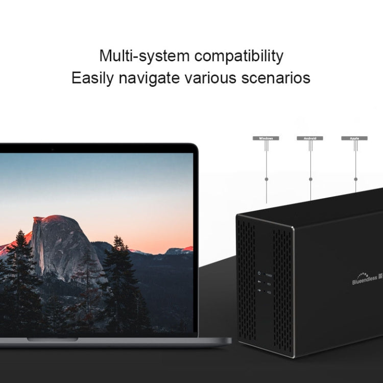 Blueendless Type-C / USB-C Interface 3.5 inch 2 Bay RAID Combination Array HDD External Enclosure (US Plug) - HDD Enclosure by Blueendless | Online Shopping South Africa | PMC Jewellery | Buy Now Pay Later Mobicred