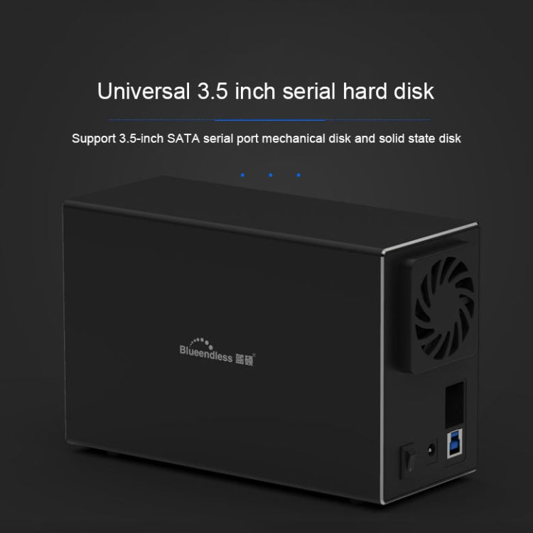 Blueendless Type-C / USB-C Interface 3.5 inch 2 Bay RAID Combination Array HDD External Enclosure (US Plug) - HDD Enclosure by Blueendless | Online Shopping South Africa | PMC Jewellery | Buy Now Pay Later Mobicred