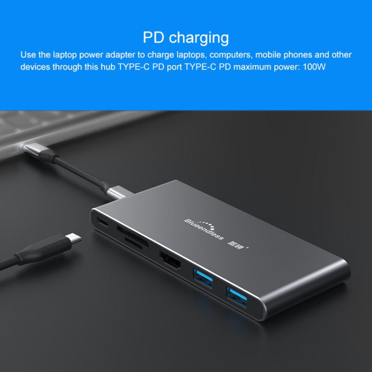 Blueendless 6 In 1 Multi-function Type-C / USB-C HUB Expansion Dock M.2 NGFF Solid State Drive - free shipping - PMC Jewellery - Order now!