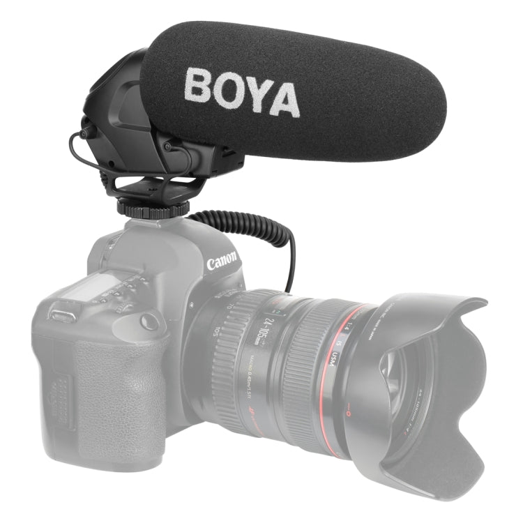 BOYA BY-BM3031 Shotgun Super-cardioid Condenser Broadcast Microphone with Windshield for Canon / Nikon / Sony DSLR Cameras(Black) - Camera Microphone by BOYA | Online Shopping South Africa | PMC Jewellery | Buy Now Pay Later Mobicred