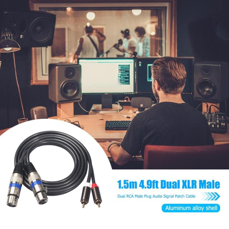 366156-15 2 RCA Male to 2 XLR 3 Pin Female Audio Cable, Length: 1.5m - Microphone Audio Cable & Connector by PMC Jewellery | Online Shopping South Africa | PMC Jewellery