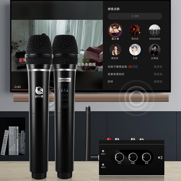 Original Lenovo TW01C TV K Song Dual Wireless Microphone with Sound Card Set - Microphone by Lenovo | Online Shopping South Africa | PMC Jewellery | Buy Now Pay Later Mobicred