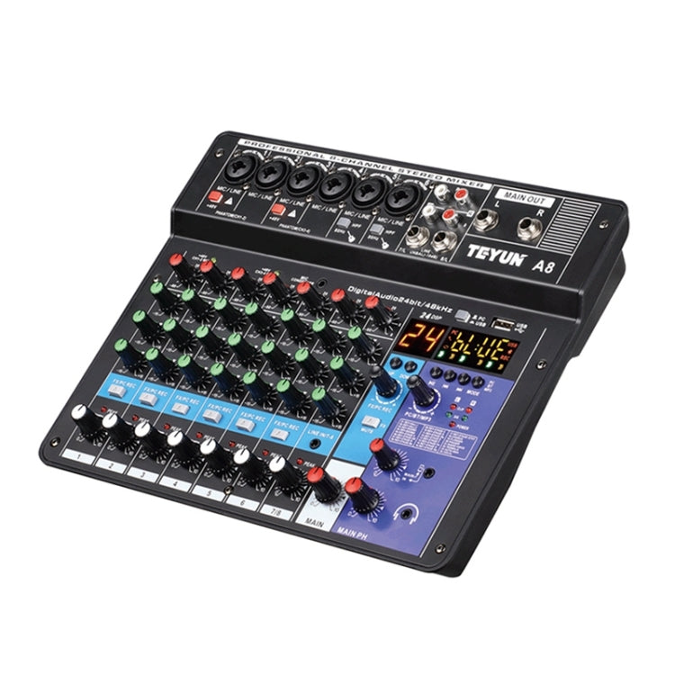 TEYUN NA8 8-channel Small Mixing Console Mobile Phone Sound Card Live Broadcast Computer Recording Console Processor, EU Plug(Black) - Live Sound Effects Processors by TEYUN | Online Shopping South Africa | PMC Jewellery | Buy Now Pay Later Mobicred