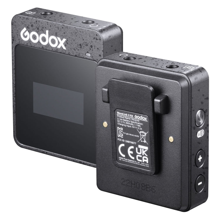 Godox MoveLink II M2 Wireless Lavalier Microphone System with 2 Transmitters and 1 Receiver for DSLR Cameras and Camcorders (Black) - free shipping - PMC Jewellery - Order now!