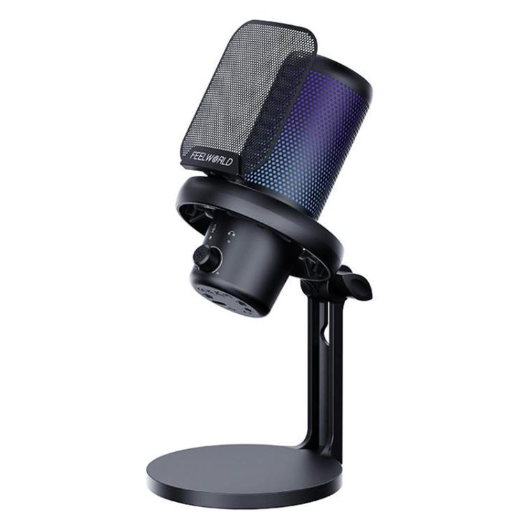 FEELWORLD VM1 USB Condenser Gaming Microphone for Streaming Noise Cancellation Mute RGB Light Desktop Stand (Black) - Microphone by FEELWORLD | Online Shopping South Africa | PMC TechLife | Buy Now Pay Later Mobicred