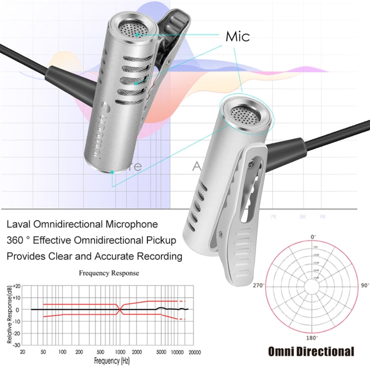 Yanmai R933 Professional Clip-on Lapel Mic Lavalier Omni-directional Double Condenser Microphone Silver, For Live Broadcast, Show, KTV, etc - Microphone by Yanmai | Online Shopping South Africa | PMC Jewellery | Buy Now Pay Later Mobicred