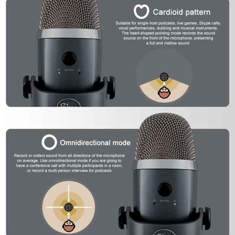 Logitech Blue Yeti Nano Condenser Digital USB Live Broadcast Microphone (Grey) - Microphone by Logitech | Online Shopping South Africa | PMC TechLife | Buy Now Pay Later Mobicred