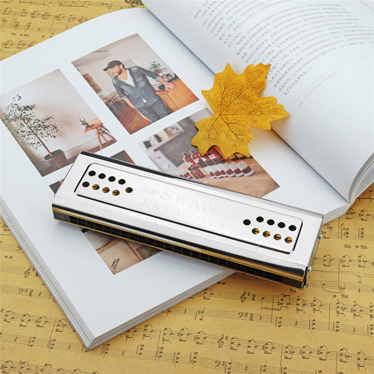 Swan SW24-12A 24-holes Double-sided Harmonica Beginner Polyphony Box Adult Children Beginners Performance - Wind Instruments Accessories by PMC TechLife | Online Shopping South Africa | PMC TechLife