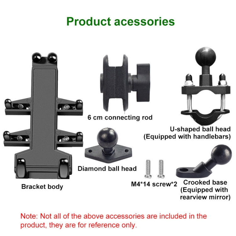U-shaped Bolt Ball-Head Motorcycle Handlebar Multi-function Eight-jaw Aluminum Phone Navigation Holder Bracket, Width of Phone: 6.5-10.2cm   - Holder by PMC TechLife | Online Shopping South Africa | PMC TechLife | Buy Now Pay Later Mobicred