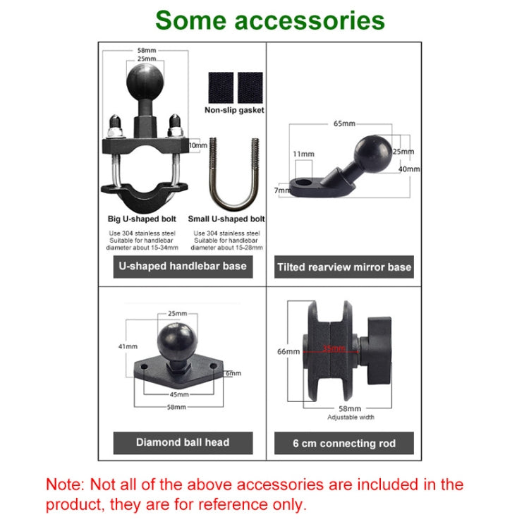 U-shaped Bolt Ball-Head Motorcycle Handlebar Multi-function Eight-jaw Aluminum Phone Navigation Holder Bracket, Width of Phone: 6.5-10.2cm   - Holder by PMC TechLife | Online Shopping South Africa | PMC TechLife | Buy Now Pay Later Mobicred