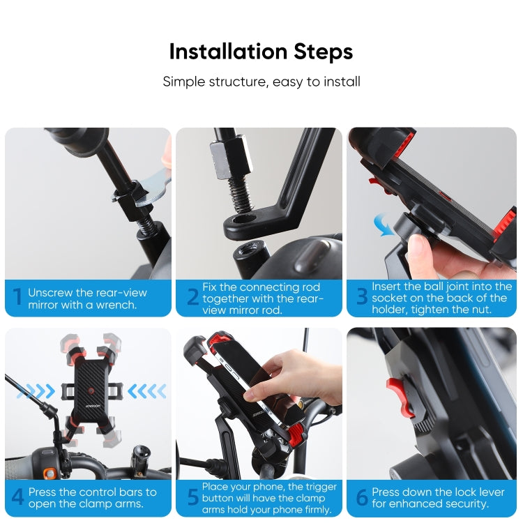 JOYROOM JR-ZS288 Motorcycle Mobile Phone Mount Holder (Black) - Holder by JOYROOM | Online Shopping South Africa | PMC TechLife | Buy Now Pay Later Mobicred