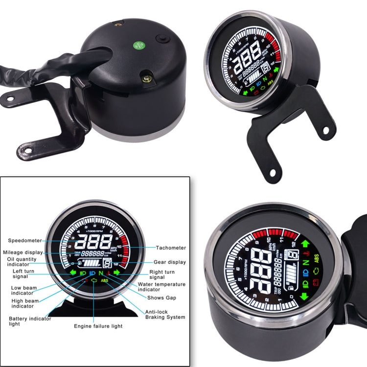Universal Motorcycle Modified Multi-functional LED Digital Meter Indicator Light Tachometer Odometer Speedometer Oil Meter - Others by PMC TechLife | Online Shopping South Africa | PMC TechLife | Buy Now Pay Later Mobicred