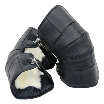 1 Pair Leather Wool Motorcycle Kneepad Windproof Warming Knee Pads Legs Protector Thickening Cold-Proof - Protective Gear by PMC Jewellery | Online Shopping South Africa | PMC Jewellery | Buy Now Pay Later Mobicred