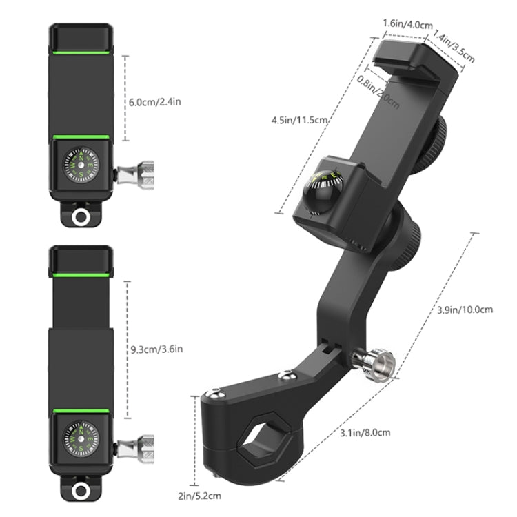 Motorcycle Spherical Compass Phone Holder, Handlebar without Light (Green) - free shipping - PMC TechLife - Order now!