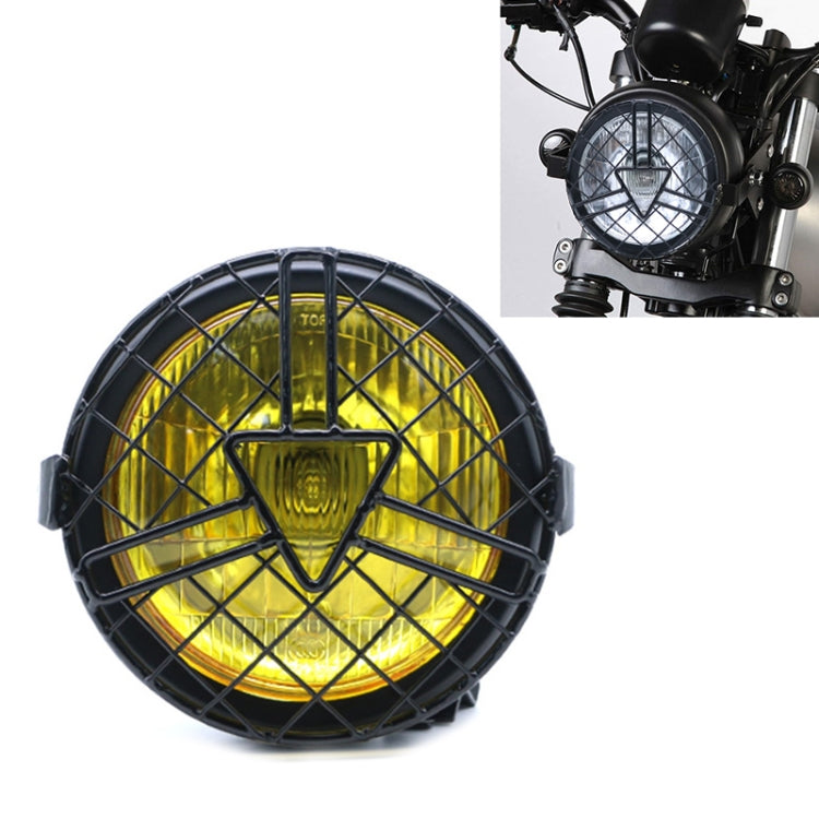 Motorcycle Arrowhead Reticular Retro Lamp LED Headlight Modification Accessories for CG125 / GN125 (Yellow) - Headlights by PMC Jewellery | Online Shopping South Africa | PMC Jewellery | Buy Now Pay Later Mobicred