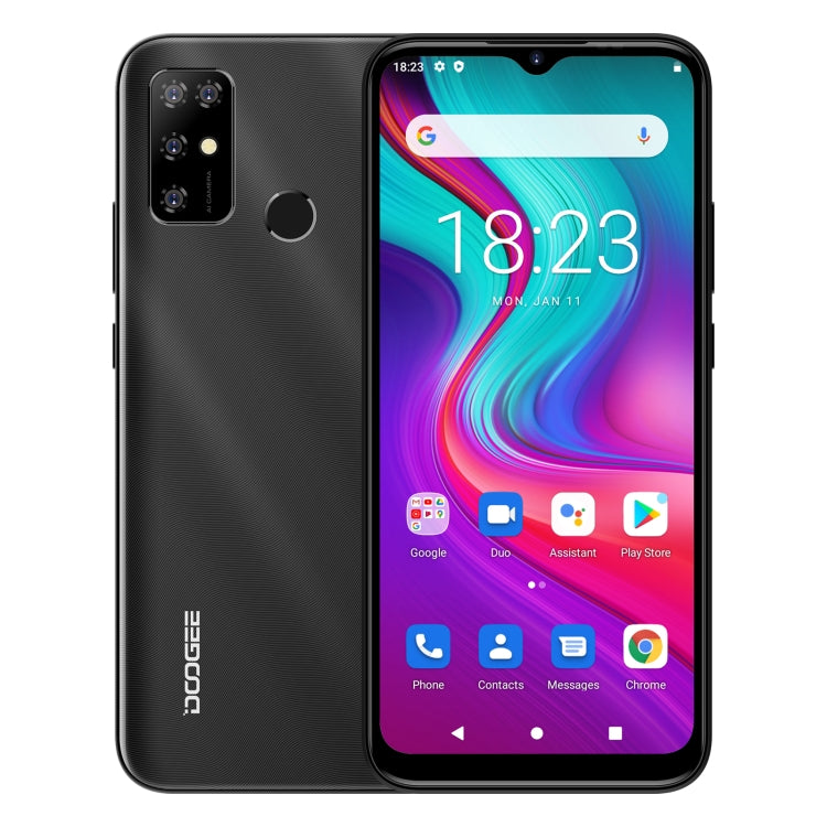 [HK Warehouse] DOOGEE X96, 2GB+32GB, Quad Back Cameras, 5400mAh Battery,  Face ID& Fingerprint Identification, 6.52 inch Android 11 GO SC9863A Octa-Core 28nm up to 1.6GHz, Network: 4G, Dual SIM(Black) - DOOGEE by DOOGEE | Online Shopping South Africa | PMC Jewellery | Buy Now Pay Later Mobicred