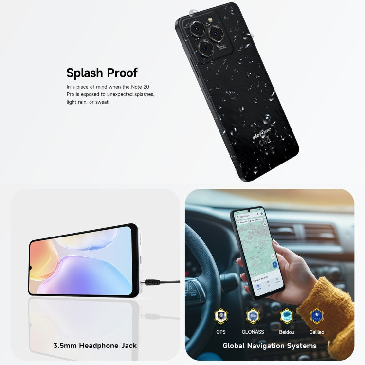 Ulefone Note 20 Pro, 4GB+128GB, Face ID & Side Fingerprint, 6000mAh, 6.75 inch Android 14 Unisoc T606 Octa Core, Network: 4G, Dual SIM, OTG (Satin Black) - Ulefone by Ulefone | Online Shopping South Africa | PMC Jewellery | Buy Now Pay Later Mobicred