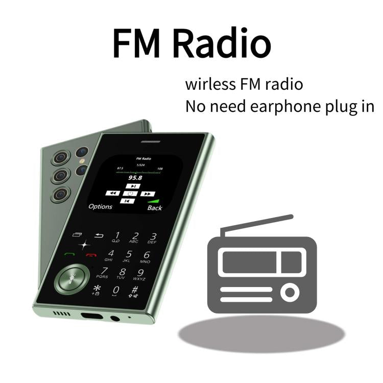 V8 Card Mobile Phone, 2.01 inch, MTK6261D, Support Bluetooth, FM, Torch, GSM, Dual SIM (Dark Green) - free shipping - PMc TechLife - Order now!
