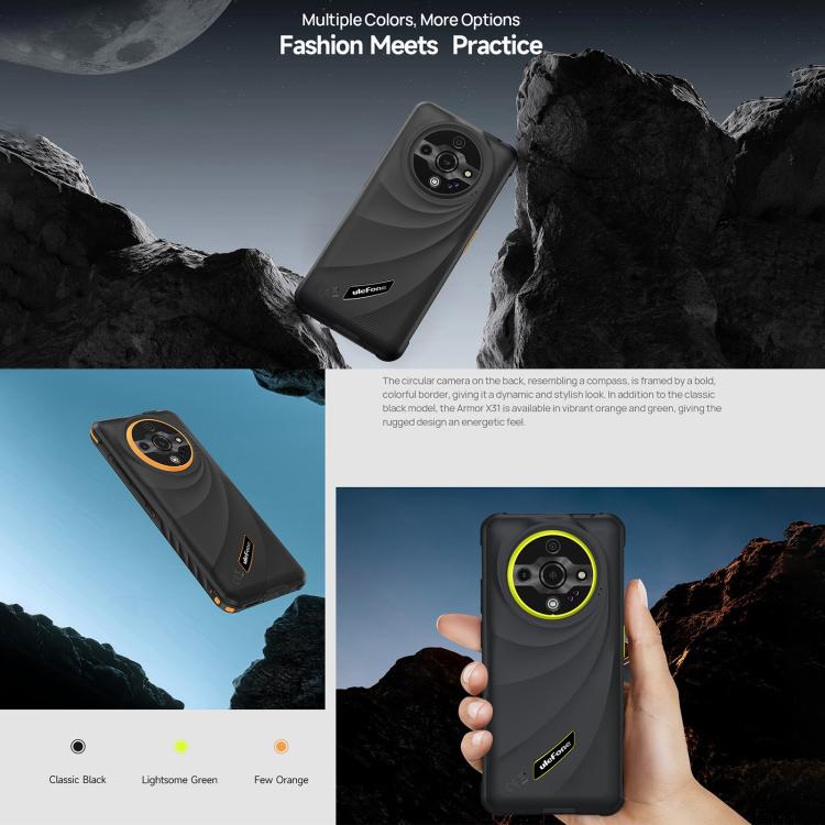 Ulefone Armor X31, 6GB+128GB, Night Vision, IP68/IP69K Rugged Phone, 6.56 inch Android 14 MediaTek Helio G91 Octa Core, Network: 4G, NFC, OTG (Black) - free shipping - PMC TechLife - Order now!