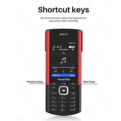 SERVO R25 Pro Mobile Phone with TWS Bluetooth Headsets, 2.4 inch, 24 Keys, Support Bluetooth, Quick Dial, Auto Response, FM, Flashlight, GSM, Dual SIM (White Red) - SERVO by SERVO | Online Shopping South Africa | PMC Jewellery | Buy Now Pay Later Mobicred