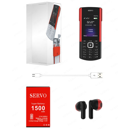 SERVO R25 Pro Mobile Phone with TWS Bluetooth Headsets, 2.4 inch, 24 Keys, Support Bluetooth, Quick Dial, Auto Response, FM, Flashlight, GSM, Dual SIM (Black Red) - SERVO by SERVO | Online Shopping South Africa | PMC Jewellery | Buy Now Pay Later Mobicred