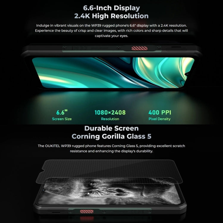 Oukitel WP39 5G Rugged Phone, 6GB+256GB, Night Vision, Fingerprint Identification, 6.6 inch MediaTek Dimensity 6100+ Octa Core, NFC, OTG, Network: 5G (Green) - free shipping - PMC Jewellery - Order now!