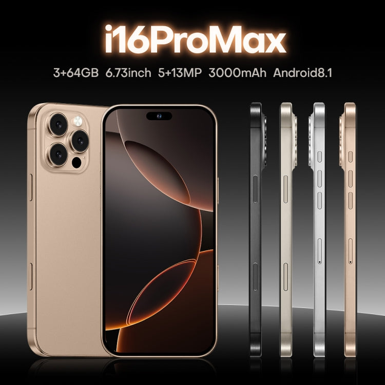 i16 Pro Max / A08A, 3GB+64GB, 6.73 inch Screen, Face Identification, Android 8.1 MTK6753 Octa Core, Network: 4G, Dual SIM, UK Plug (Gold) - free shipping - PMC Jewellery - Order now!