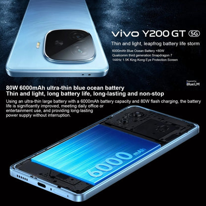 vivo Y200 GT, Dual Back Cameras, 12GB+256GB, Face ID Screen Fingerprint Identification, 6.78 inch Android 14.0 OriginOS 4 Snapdragon 7 Gen 3 Octa Core 2.63GHz, OTG, NFC, Network: 5G, Support Google Play (Blue) - vivo by vivo | Online Shopping South Africa | PMC Jewellery | Buy Now Pay Later Mobicred