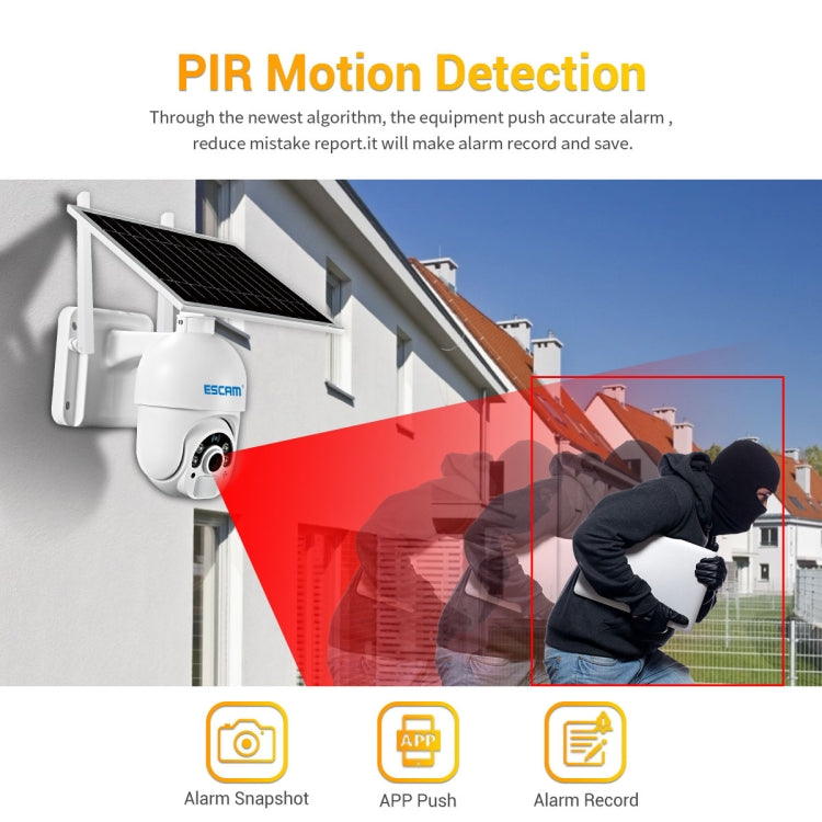 ESCAM QF450 HD 1080P 4G EU Version Solar Powered IP Camera without Memory, Support Two-way Audio & PIR Motion Detection & Night Vision & TF Card - free shipping - PMC TechLife - Order now!
