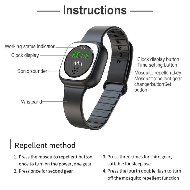 F9 Outdoor Silica Gel Mosquito Repellent Wristband with Clock(White) - Repellent Wristband by PMC TechLife | Online Shopping South Africa | PMC TechLife | Buy Now Pay Later Mobicred