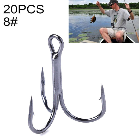 HENGJIA 20 PCS Classic Black High Carbon Steel Fishing Three-jaw Treble Hooks - Fishing Hooks by HENGJIA | Online Shopping South Africa | PMC Jewellery | Buy Now Pay Later Mobicred