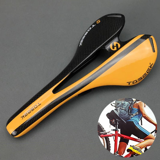 TOSEEK Road Bike Carbon Fiber Seat Bicycle Hollow Seat Saddle, 3K Texture + Light (Orange) - Bicycle Saddle by TOSEEK | Online Shopping South Africa | PMC Jewellery | Buy Now Pay Later Mobicred