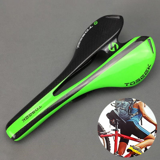 TOSEEK Road Bike Carbon Fiber Seat Bicycle Hollow Seat Saddle, 3K Texture + Light (Green) - Bicycle Saddle by TOSEEK | Online Shopping South Africa | PMC Jewellery | Buy Now Pay Later Mobicred