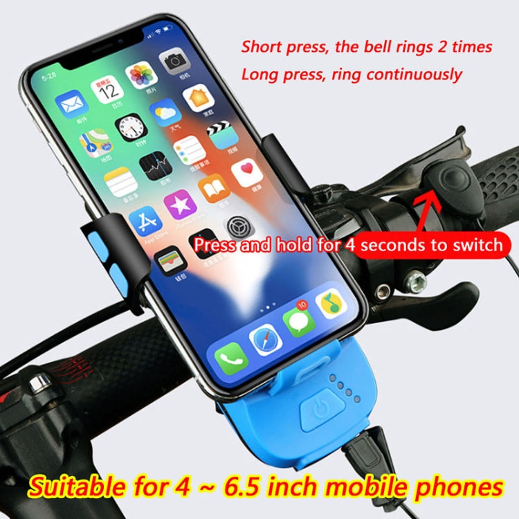 Multifunction 4  in 1 Phone Holder Bicycle Bell Cycling Lamp Flashlight(Black) - Headlights by PMC Jewellery | Online Shopping South Africa | PMC Jewellery | Buy Now Pay Later Mobicred