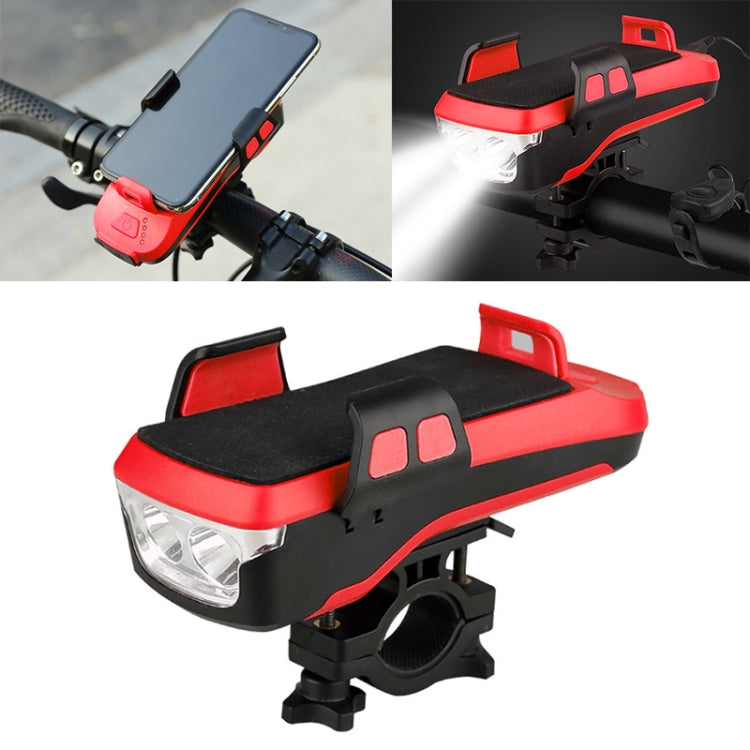 Multifunction 4  in 1 Phone Holder Bicycle Bell Cycling Lamp Flashlight(Red) - Headlights by PMC TechLife | Online Shopping South Africa | PMC TechLife | Buy Now Pay Later Mobicred